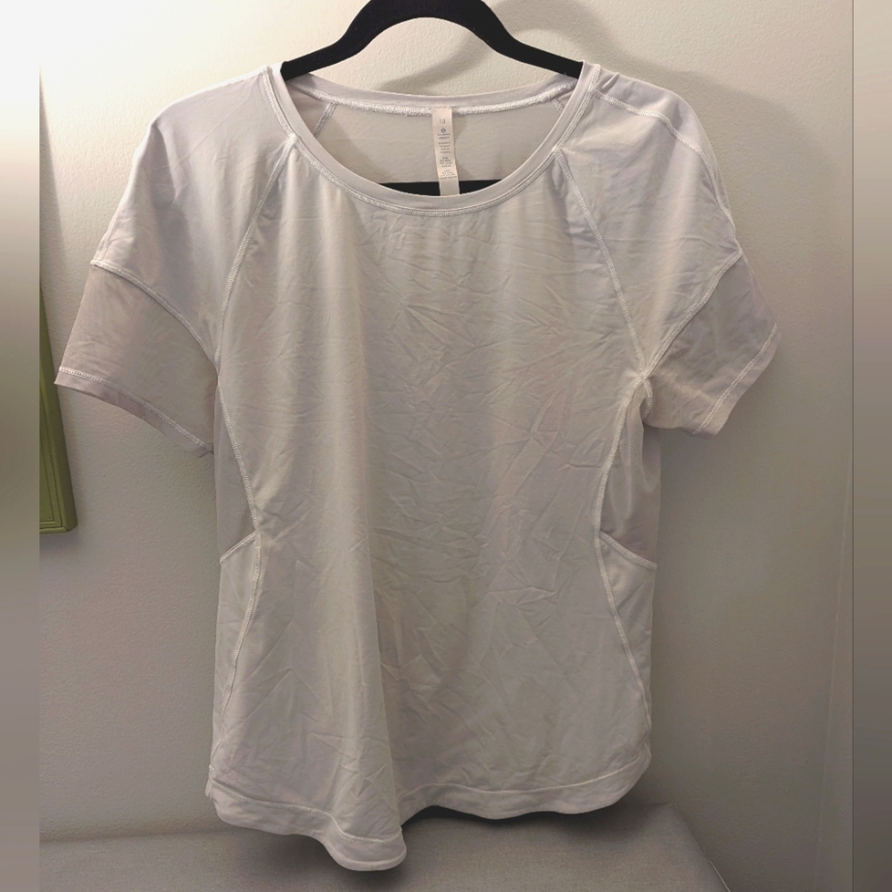 Lululemon White/Gray Workout Top with Mesh Paneling Size 10
